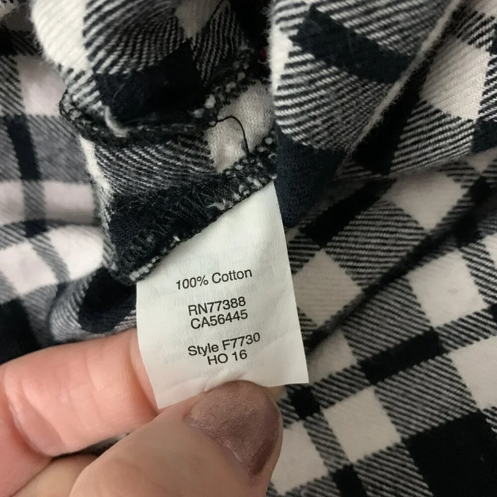 Madewell Plaid Button Down Shirt XS Black White Long Sleeve Workwear Casual - Picture 5 of 5